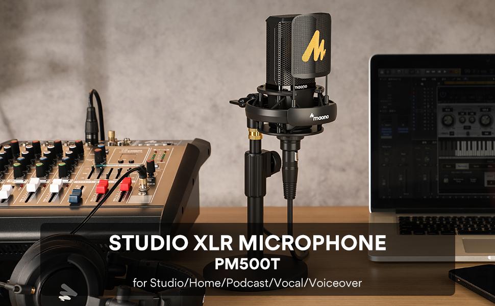 MAONO XLR Condenser Microphone with 34mm Large Diaphragm, Professional  Cardioid Studio Mic for Podcasting, Recording, Streaming, Vocals, Voice  Over, Music, ASMR(PM500T) : Amazon.in: Musical Instruments